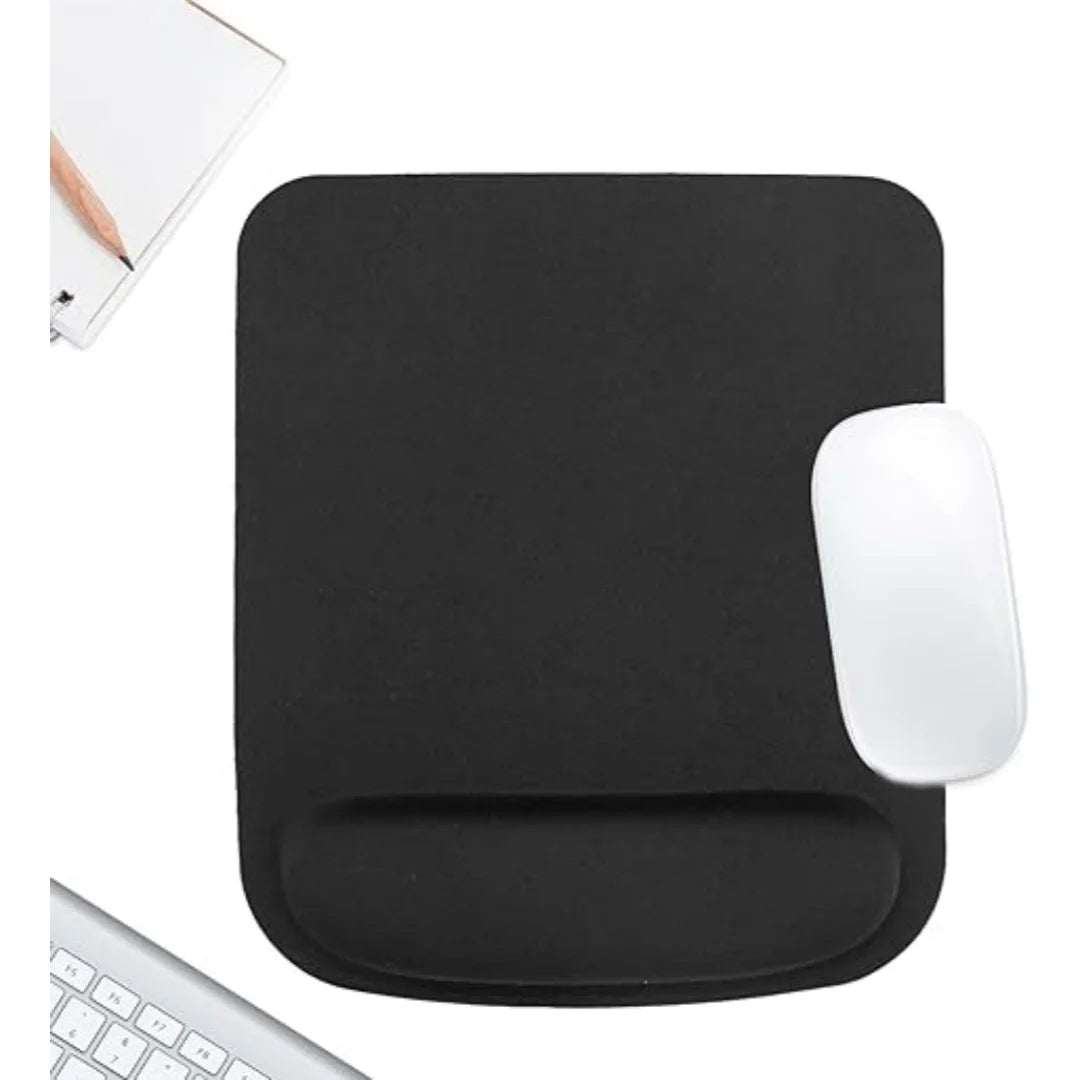 Black Ergonomic Mouse Pad with Wrist Rest - Comfort Memory Foam Support, Non-Slip Base for Office, Gaming & Computer Use
