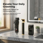 Professional 3-in-1 Electric Hair Clipper Set with LED Display, USB Rechargeable Cordless Trimmer for Men, Beard & Head Shaver Kit with Multiple Guide Combs