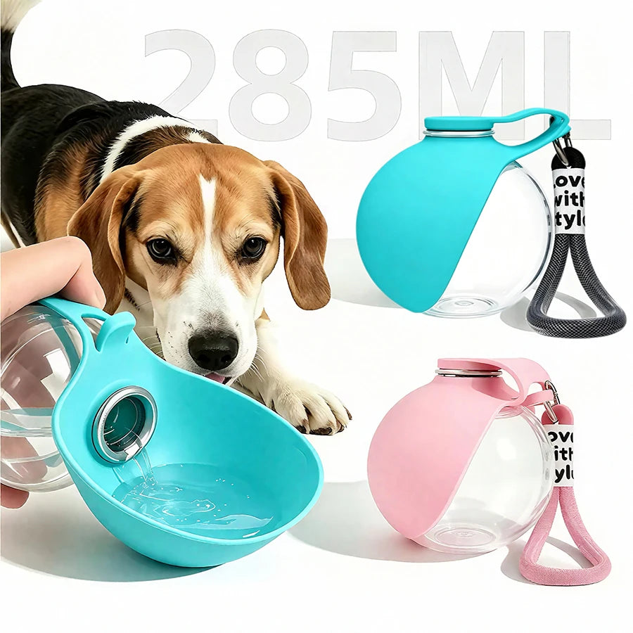 Portable Foldable Pet Water Bottle, Leak-Proof Outdoor Dog and Cat Drinking Bowl, with Lanyard and Hook, Compact, Pet Feeder