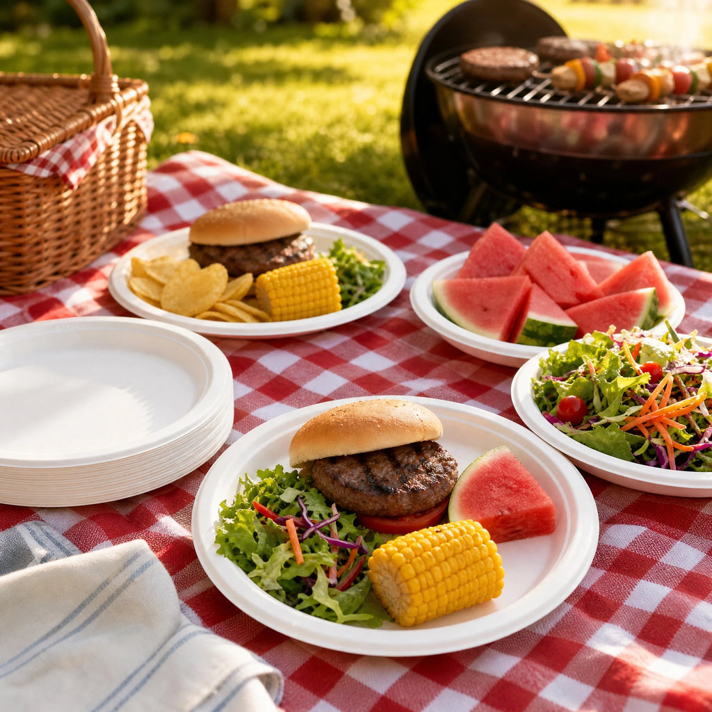 9 Inch Eco Plates 50 Pack, Made from Renewable Sugarcane, BPA-Free and Biodegradable, for Sustainable Parties and Daily Meals