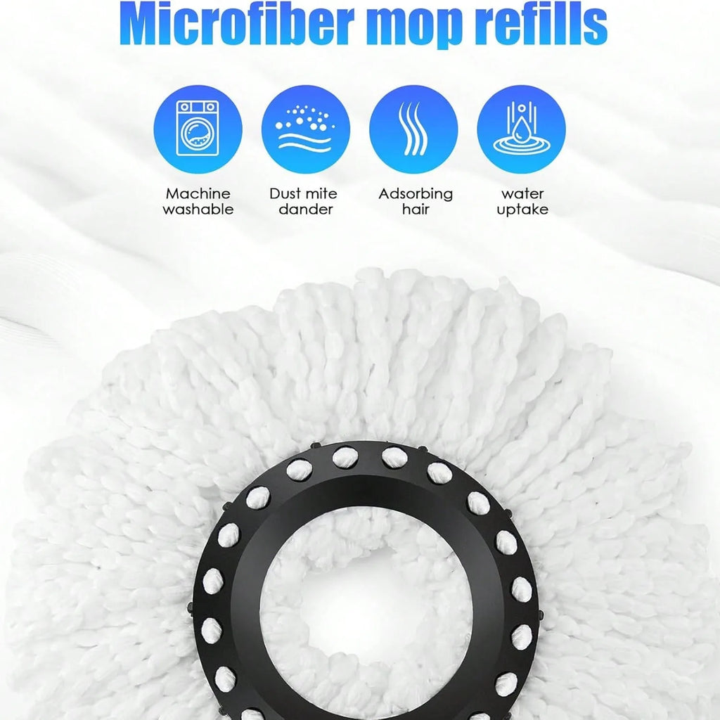 Spin Mop Bucket Set with Soap Dispenser 360°Rotating 2 Microfiber Heads 61" Adjustable Stainless Steel Handle 20QT Floor Cleaner