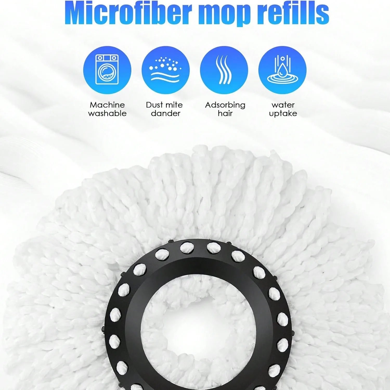 Spin Mop Bucket Set with Soap Dispenser 360°Rotating 2 Microfiber Heads 61" Adjustable Stainless Steel Handle 20QT Floor Cleaner
