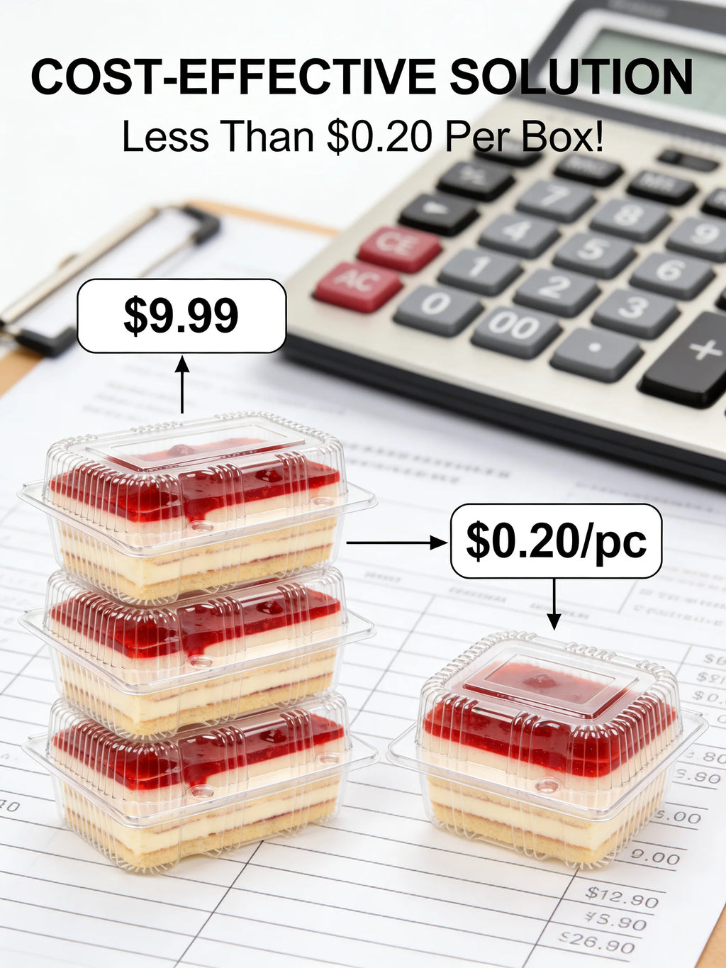 50Pcs Clear Plastic Food Containers - Disposable Clamshell Boxes for Fruit Salad Sandwich Dessert Takeout Picnic Party