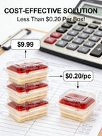 50Pcs Clear Plastic Food Containers - Disposable Clamshell Boxes for Fruit Salad Sandwich Dessert Takeout Picnic Party