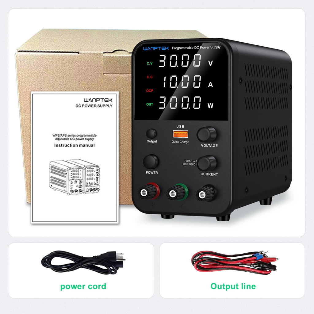 Wanptek Laboratory Power Supply 30V 5A 30V 10A 60V 5A 120V 3A Adjustable with USB fast Charging Bench DC Power Supply