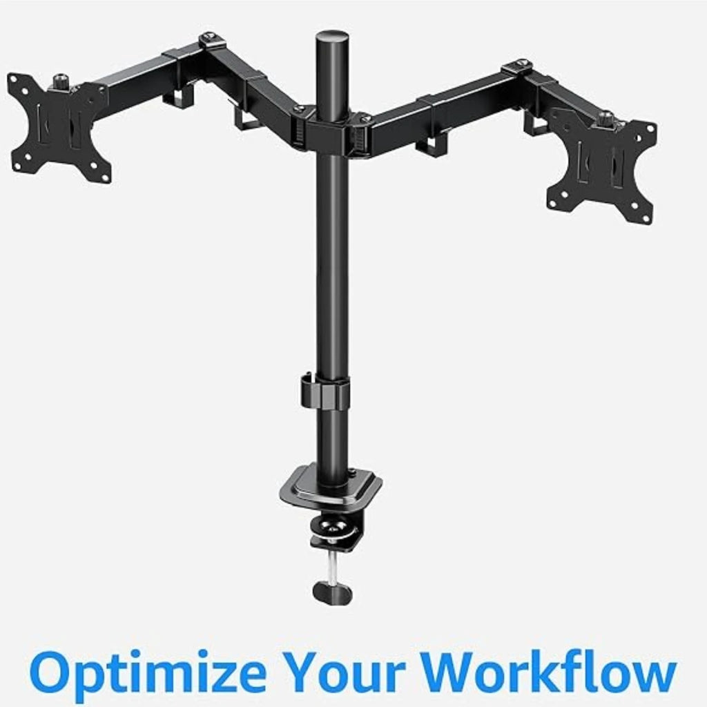 Dual Monitor Stand, Heavy Duty Adjustable Monitor Desk Mount for 2 Screens up to 32 Inches, Fully Adjustable Height, Tilt, Swivel, Rotate, Supports 17.6 lbs per Monitor Arm, Easy Installation