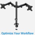 Dual Monitor Stand, Heavy Duty Adjustable Monitor Desk Mount for 2 Screens up to 32 Inches, Fully Adjustable Height, Tilt, Swivel, Rotate, Supports 17.6 lbs per Monitor Arm, Easy Installation