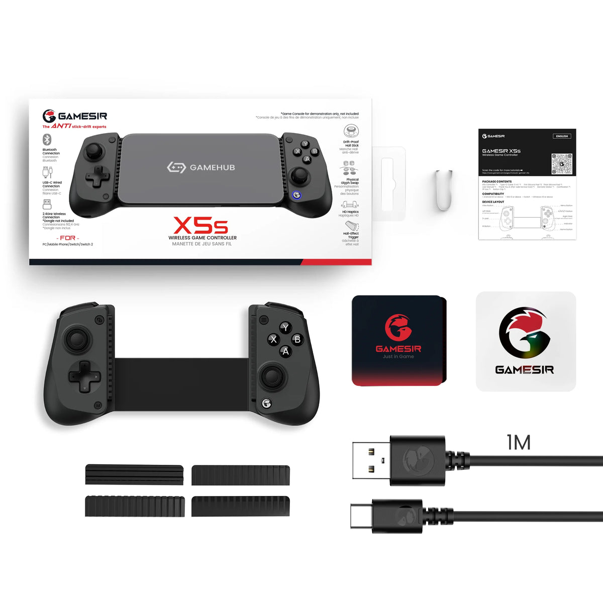 GameSir X5s Wireless Mobile Gaming Controller Bluetooth 2.4GHZ Connection Lightweight Design Hall Effect, No-Drift, App Customization