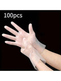 100pcs High-Quality Clear Disposable Gloves, Ideal for Kitchen Cleaning Hair Dyeing Handicrafts, Durable Hand Protection