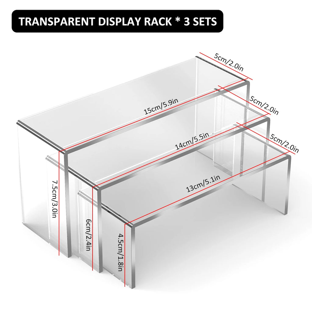 3/6/9Pcs Acrylic Display Stand Blind Box Storage Shelf U Shape Lightweight Cupcake Holder Dessert Display Jewelry Display Riser
