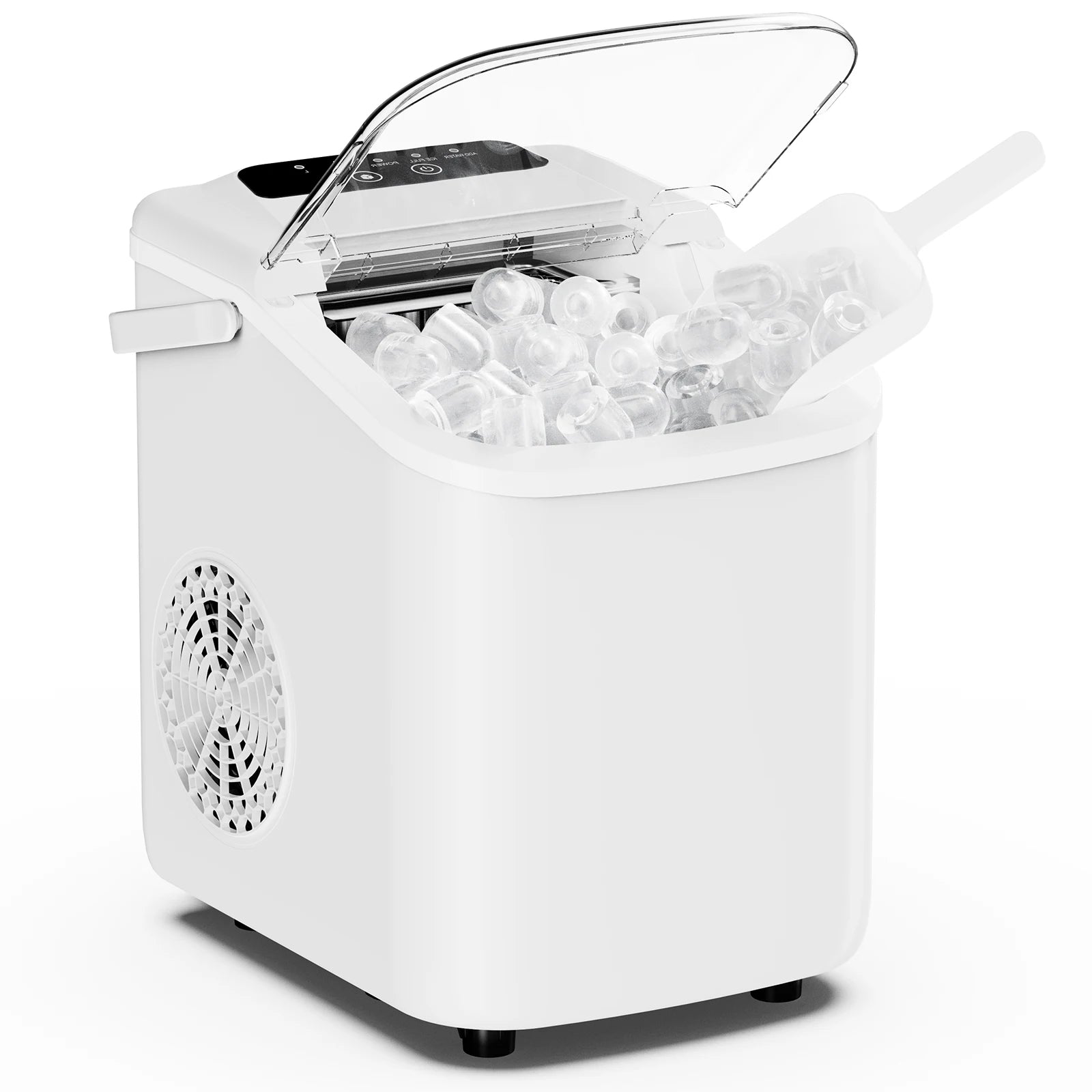 JHK Small Portable Ice Machine Countertop Ice Maker with Scoop Basket and Handle 9 Ice Cubes Ready in 6 Mins 26.5lbs in 24Hrs for Home Kitchen Party