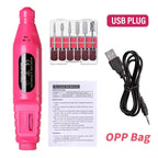 6 In 1 Electric Nail Drill Set Portable Nail Grooming Tool Includes Drill Bits Power Cord Suitable for Nail Filing and Buffing