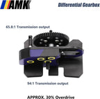 AMK 1/10 Overdrive 30% Metal Differential LCG Transmission with POM Skid Plate for RC Crawler Axial SCX10 Capra Element Gspeed