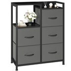 JHK  5 Fabric Drawer Chest with Raised Shelf Metal Frame TV Stands for Bedroom Storage Tower with Bins for Closet Organization Hallway Storage for Home