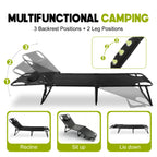 56cm Adjustable Folding Camping Lounge Chair with Removable Soft Cushion, 3 Position Reclining Portable Beach Tanning Chair, Heavy Duty 330 LBS Fold Up Outdoor Chaise Lounge for Pool Patio Office Napping Indoor & Backyard