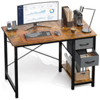 MCQ 40 Inch Standing Office Computer Desk with Drawers and Side Hook Ergonomic Gaming Desk With Storage X‑Frame Stability For Home Office Small Space
