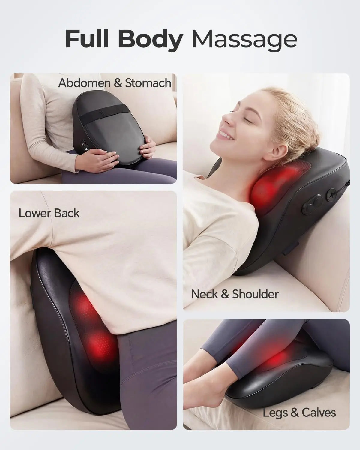 Electric Neck Massager Pillow, Neck&Shoulder Massager with Heat, Portable 3D Kneading for Shoulder, Leg&Calf Muscle Pain Relief