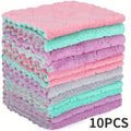 10Pcs Microfiber Kitchen Dishcloths, Double-Sided Absorbent Cleaning Rags, Reusable Lint-Free Towels for Home Cleaning