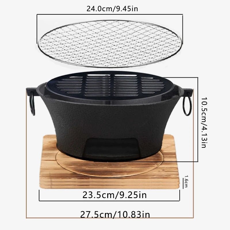 Zoe Cast Iron Oven Fireplace Charcoal And Alcohol Stove Barbecue Family Outdoor Picnic Water Tea Boiling Stove Garden Camping