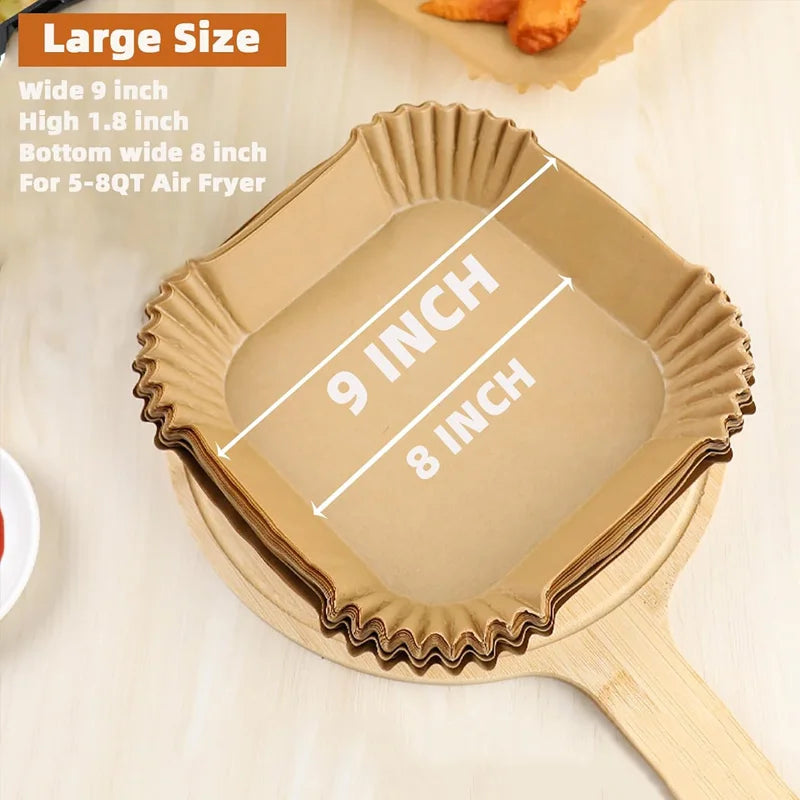 50-Pack Air Fryer Liners: Non-Stick Parchment Paper Liners for 5-8QT Air Fryers