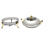2.5L/2.64QT Round Chafing Dish Buffet Set Stainless Steel Servers Warmers with Visible Window & Fuel Holders Warming Tray for Hotels Buffets Restaurants Family Gatherings 36*36*23cm