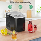 Portable Countertop Ice Maker, 26lbs/24H, 9 Cubes in 6 Mins, Self-Cleaning, Quiet for Home Kitchen RV Camping - Nexvibe