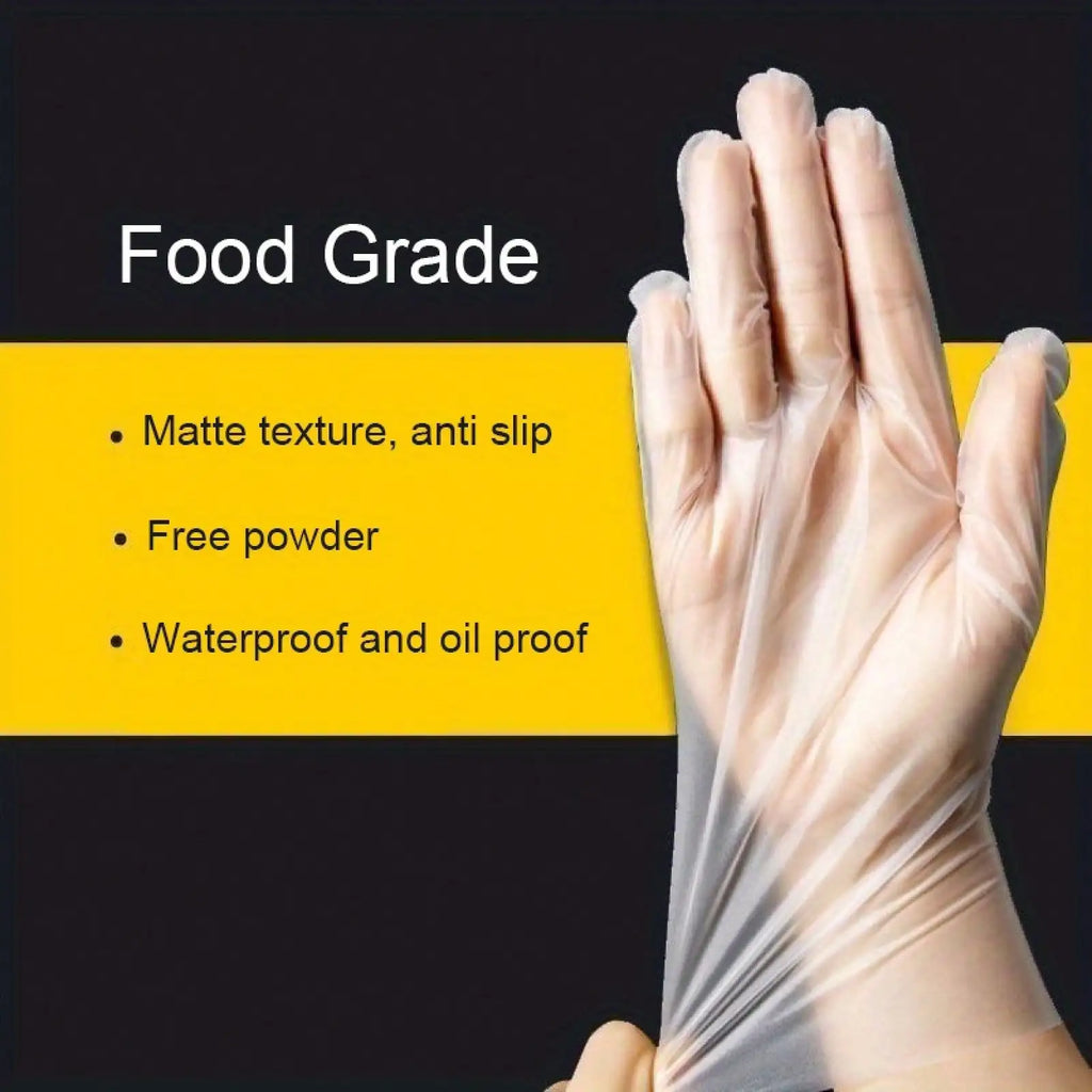 100pcs High-Quality Clear Disposable Gloves, Ideal for Kitchen Cleaning Hair Dyeing Handicrafts, Durable Hand Protection