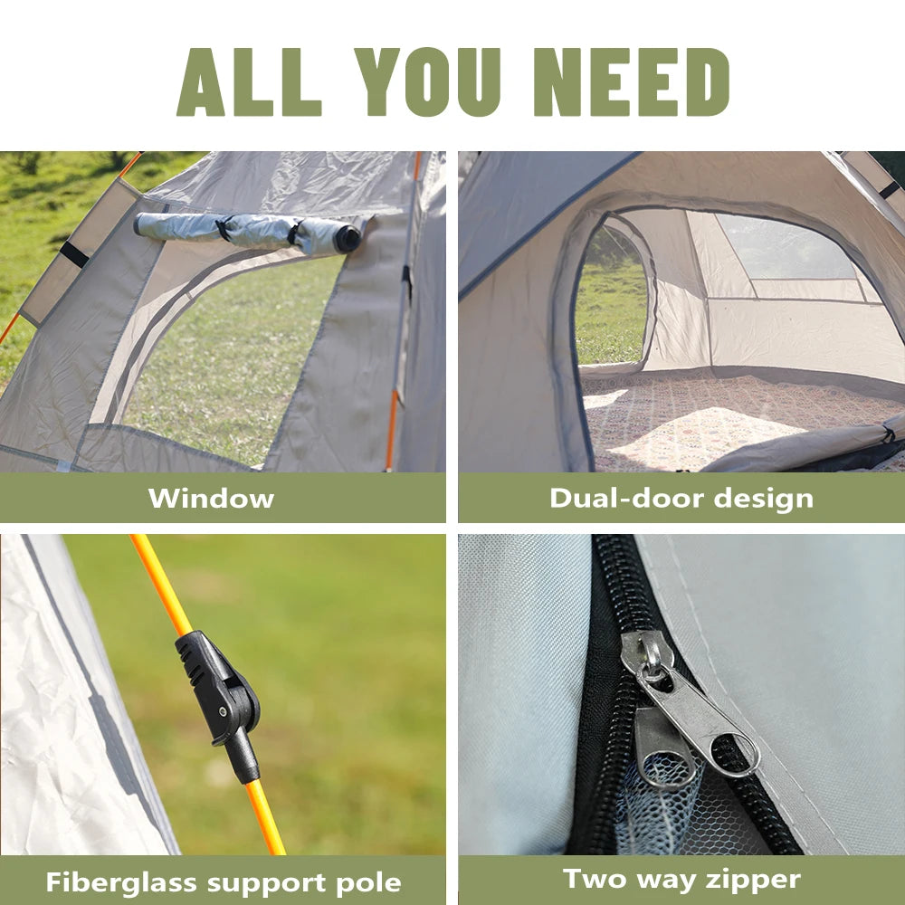 Small Silver Compact Auto-Tent - Quick 60-Second Setup Sunshade for 3-4 People, All-Weather & Portable