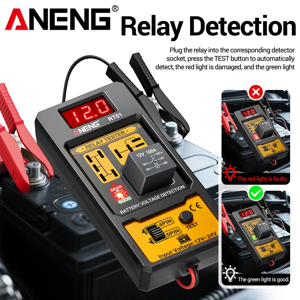 Car Relay Tester ANENG RT01 Universal 12-24V Automotive Car Battery Voltage Tester Check LED Indicator Light Relay Diagnostic