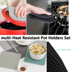 3 Pack Silicone Trivet Pot Mats - Heat Resistant Pot Holders for Hot Pans Pots Table Countertop Spoon Rest Coaster