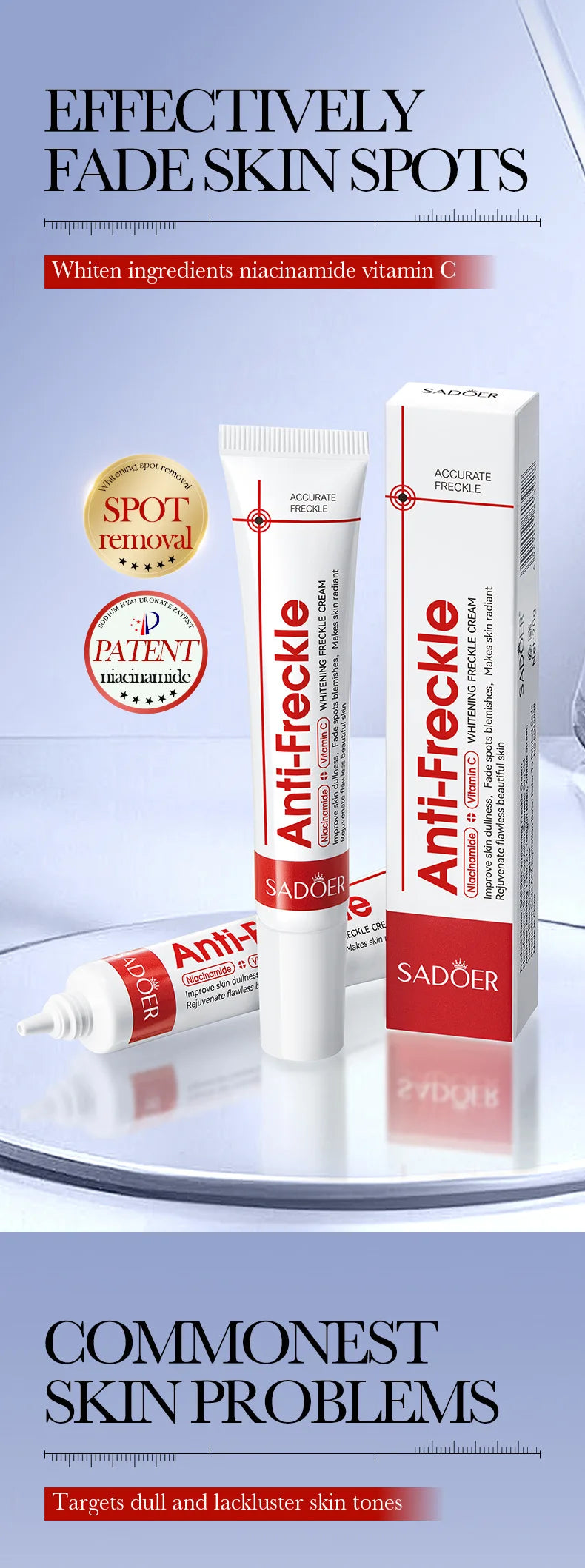 SADOER Anti Freckle Cream Face Brightening Creams Spot Removing Anti-aging Moisturizing Freckles Removal Facial Cream Skin Care