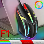2026 hot F1 Wired 3-Button Mouse Colorful Lighting Game And Office Suitable For Microsoft Windows and Apple IOS system explosion