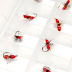 10Pcs-Dry Flies Artificial Bait Fly Fishing Flies Red Griffith Ant Nymph Bait for Trout/carp Fishing Artificial (with Flies Box)