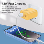 48W Fast Charger Set 4 in 1 2M USB C Cable Multi Port Wall Adapter For iPhone 17 17 Air 16 15 Pro Max Samsung Galaxy S26 S25 S24 Ultra iPad AirPods Universal Travel Power Block