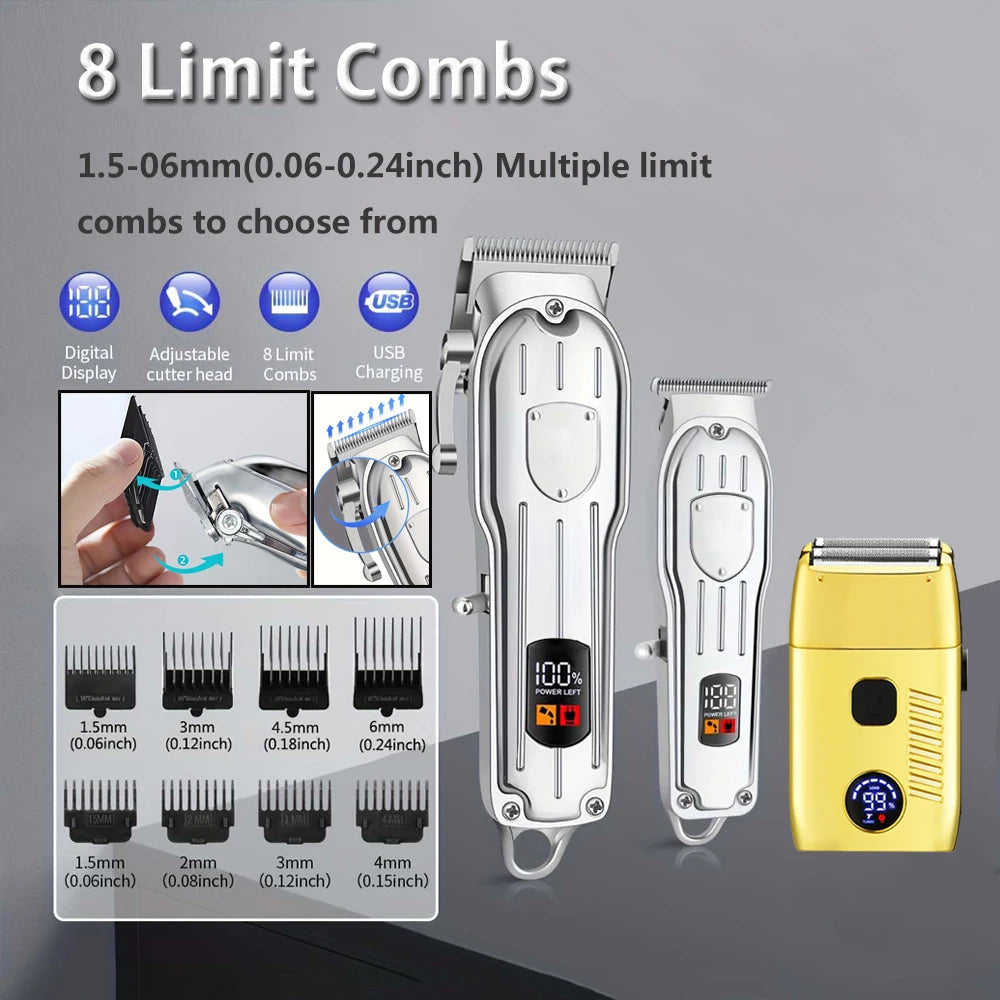 Hair Clippers Electric Razor Shavers for Men USB Rechargeable Clippers and Trimmer Beard Trimmer Barber Kit Professional Clipper