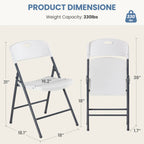 JHK 2/4/6 Pack Plastic Stackable Folding Chairs Portable Dining Chairs Set Heavy Duty with Ergonomic Back Easy to Use for Home