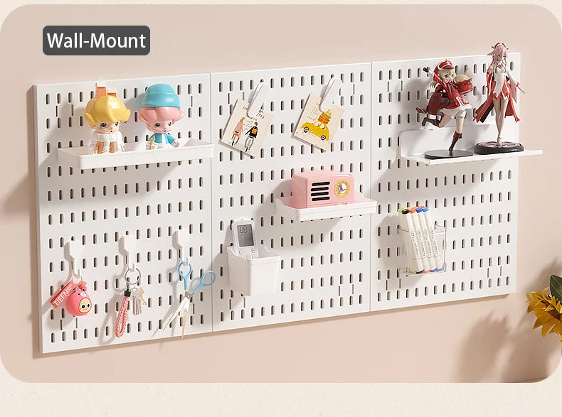 Home Study Storage Pegboard: Suitable for Displaying Figurines, Desk-Top Standing & Clip-On Storage for Furniture Items