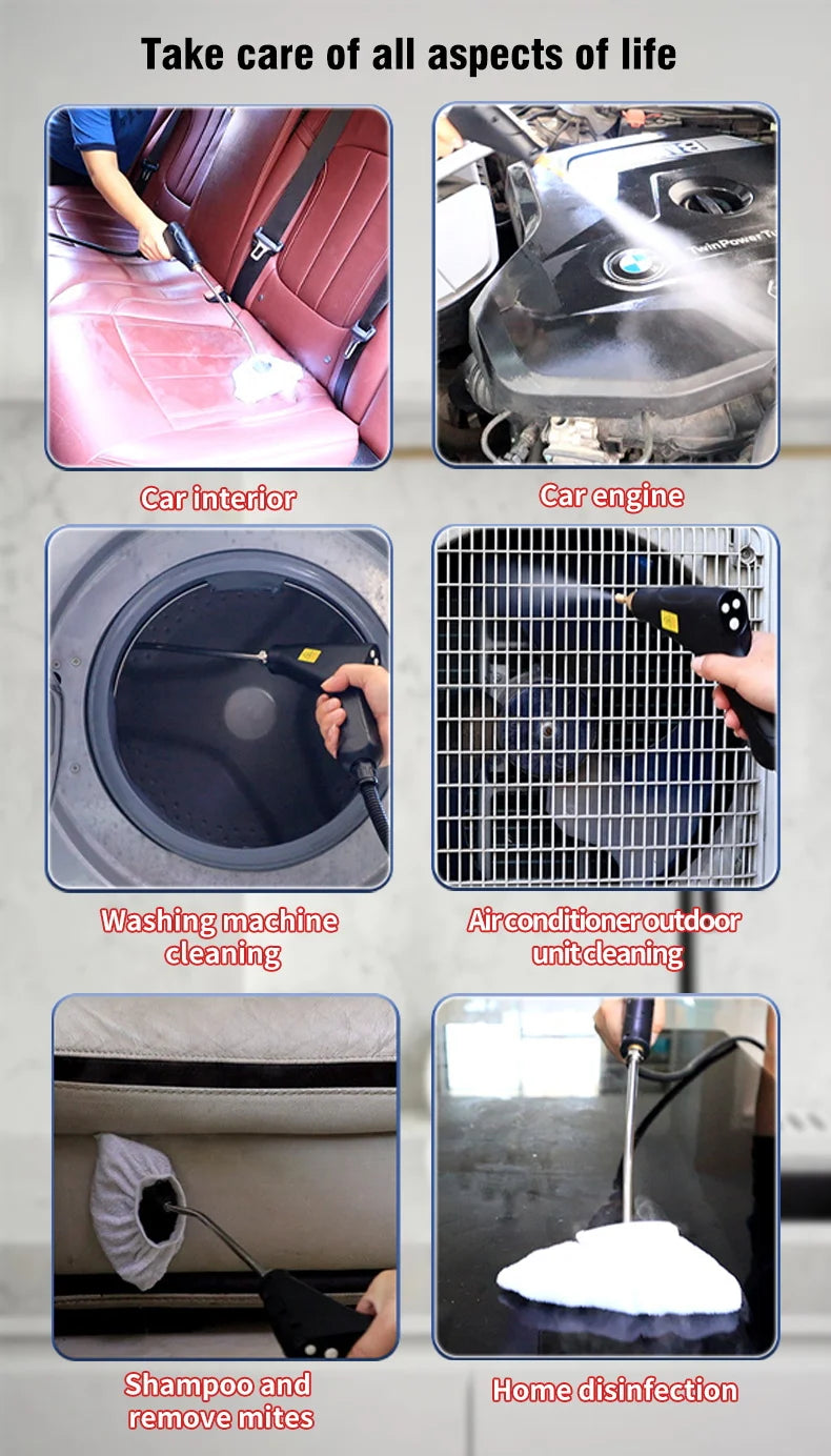 Handheld High Pressure Steam Cleaner High Temperature Household Cleaning Machine For Kitchen Car Sofa Window Tile Mirror