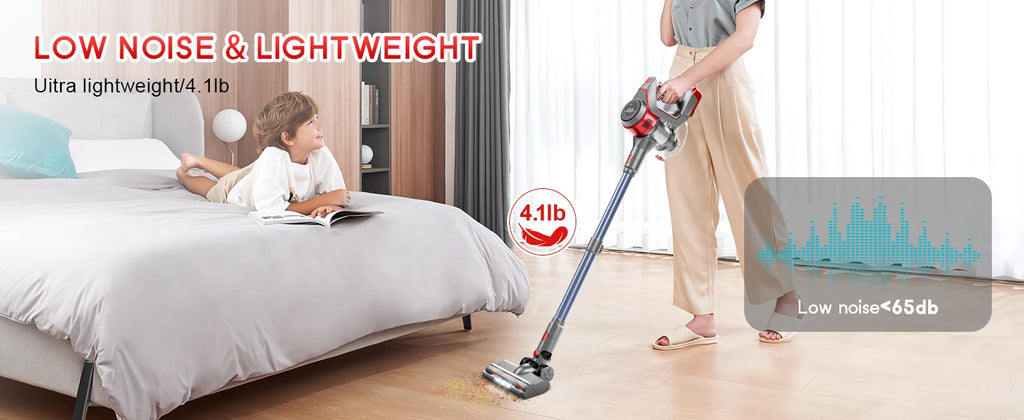 Honki Cordless Vacuum Cleaner 78KPA 45Mins 6*2200mAh Lightweight Stick Vacuum Cleaner for Home Hardwood Floor Carpet Pet Hair