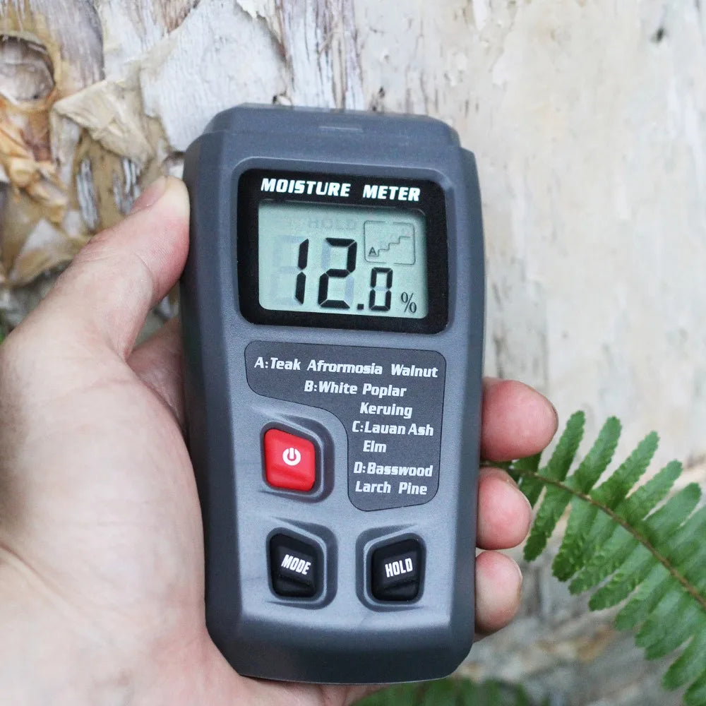 BSIDE Digital Wood Moisture Meter Professional Timber Damp Tester Handheld Hygrometer Lumber Detector EMT01 with HD LCD Display