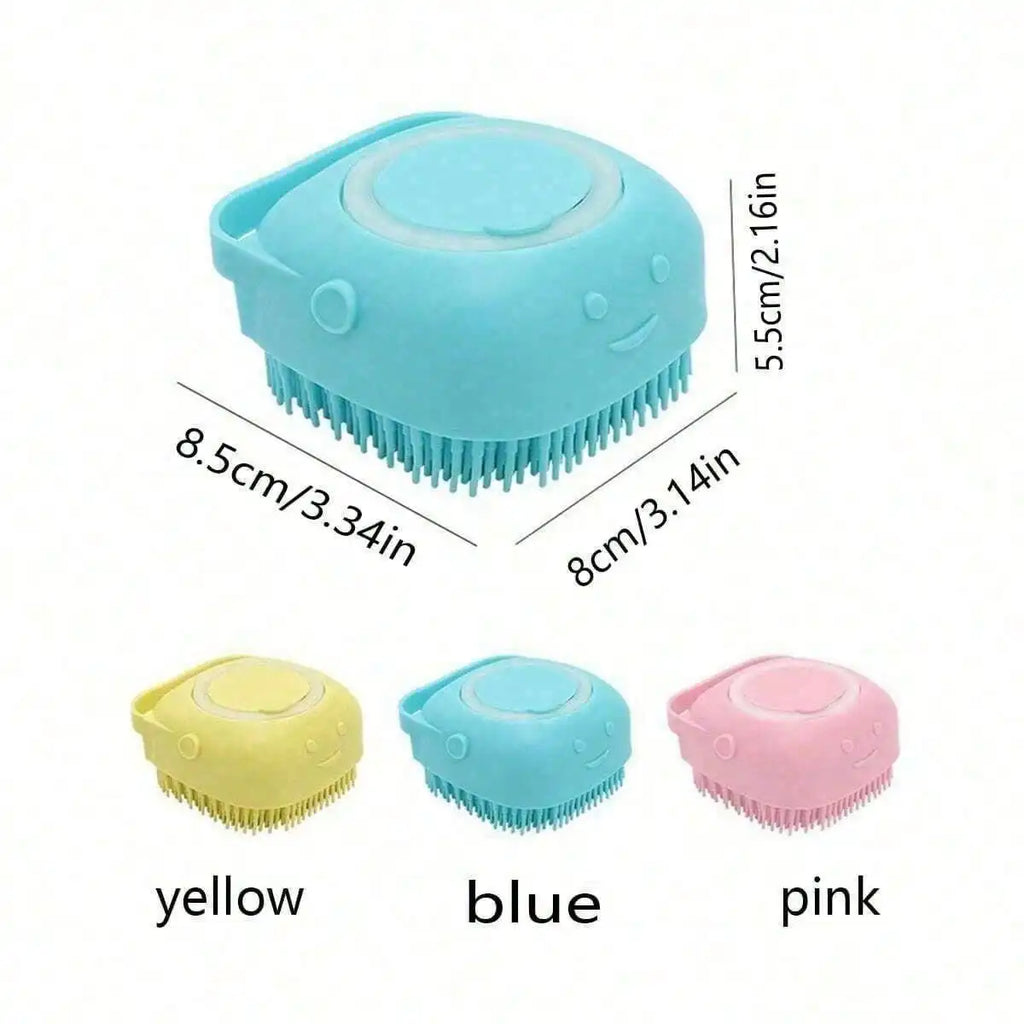 2-in-1 Silicone Pet Bath Brush - Fur Cleaning Massaging Foam Making Gentle on Dog Skin