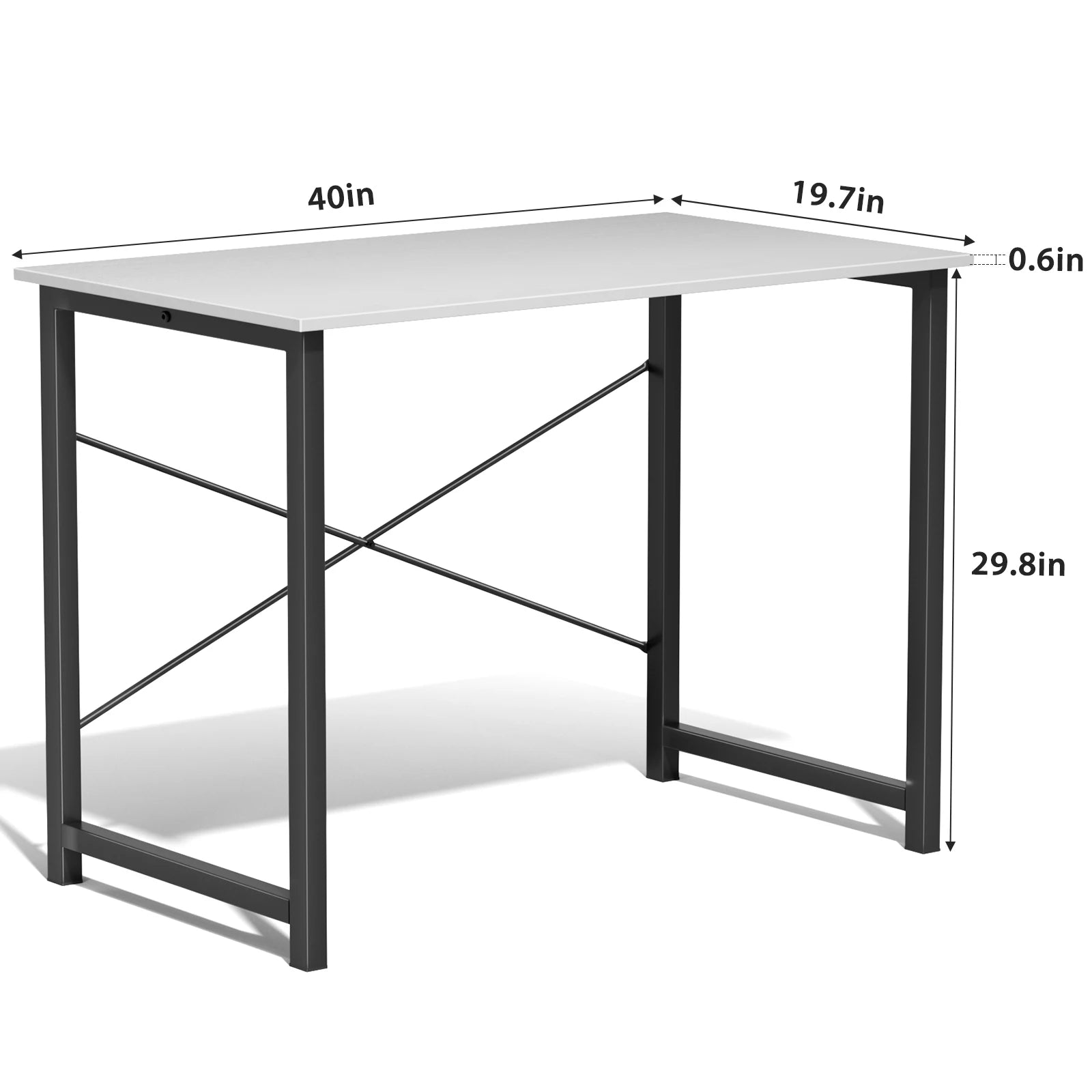 JHK Computer Office Desk Writing Study Office Gaming Table Modern Simple Style Compact Metal Frame Wood Tabletop Easy Assembly