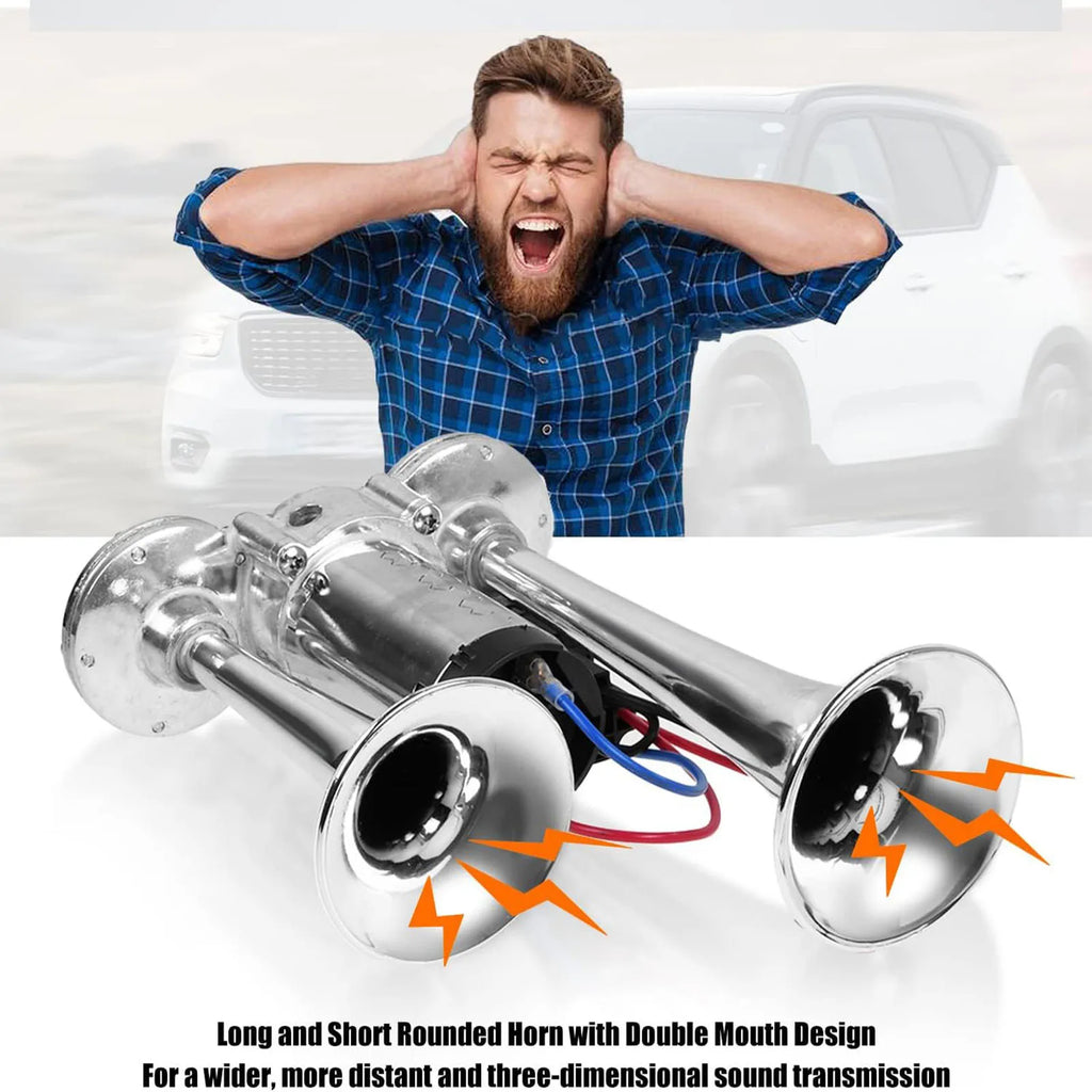 600DB Horn 12V Super Loud Car Electric Horn Dual Trumpets Air Horn Speaker For Car SUV Vehicle Boat Train Motorcycle RV Truck