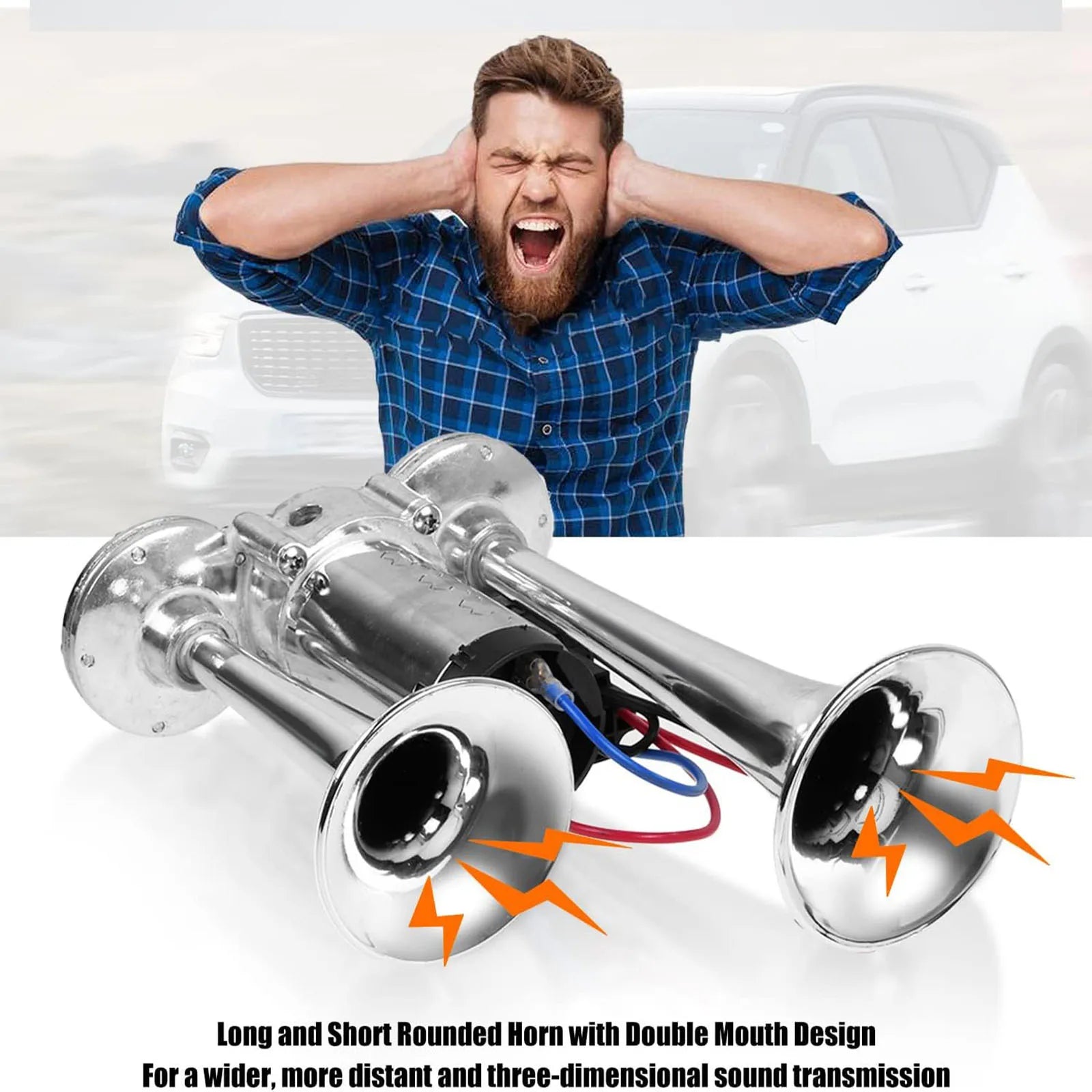 600DB Horn 12V Super Loud Car Electric Horn Dual Trumpets Air Horn Speaker For Car SUV Vehicle Boat Train Motorcycle RV Truck