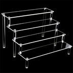 Acrylic Display Stand Multi Layer, Clear Makeup Organizer Rack for Pottery Dolls Figurines, Ladder Shelf Storage