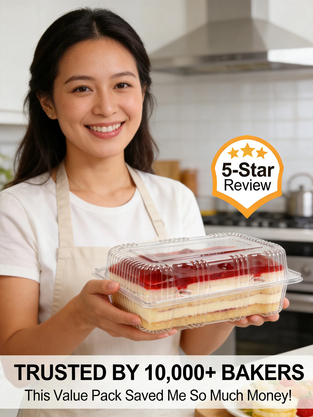 50Pcs Clear Plastic Food Containers - Disposable Clamshell Boxes for Fruit Salad Sandwich Dessert Takeout Picnic Party