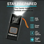 POWNYM Cordless Portable Tire Air Pump, 150PSI Wireless Inflator with Pressure Gauge & LED Light, Multi Adapters, Jump Starter for Auto Bike & Inflatable Balls
