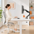 Single Monitor Arm 13-34 Inch, Adjustable Gas Spring Arm, Monitor Desk Mount for 4.4-19lbs, VESA 75/100mm with C-Clamp/Grommet Base, Ergonomic Stand for Work/Gaming