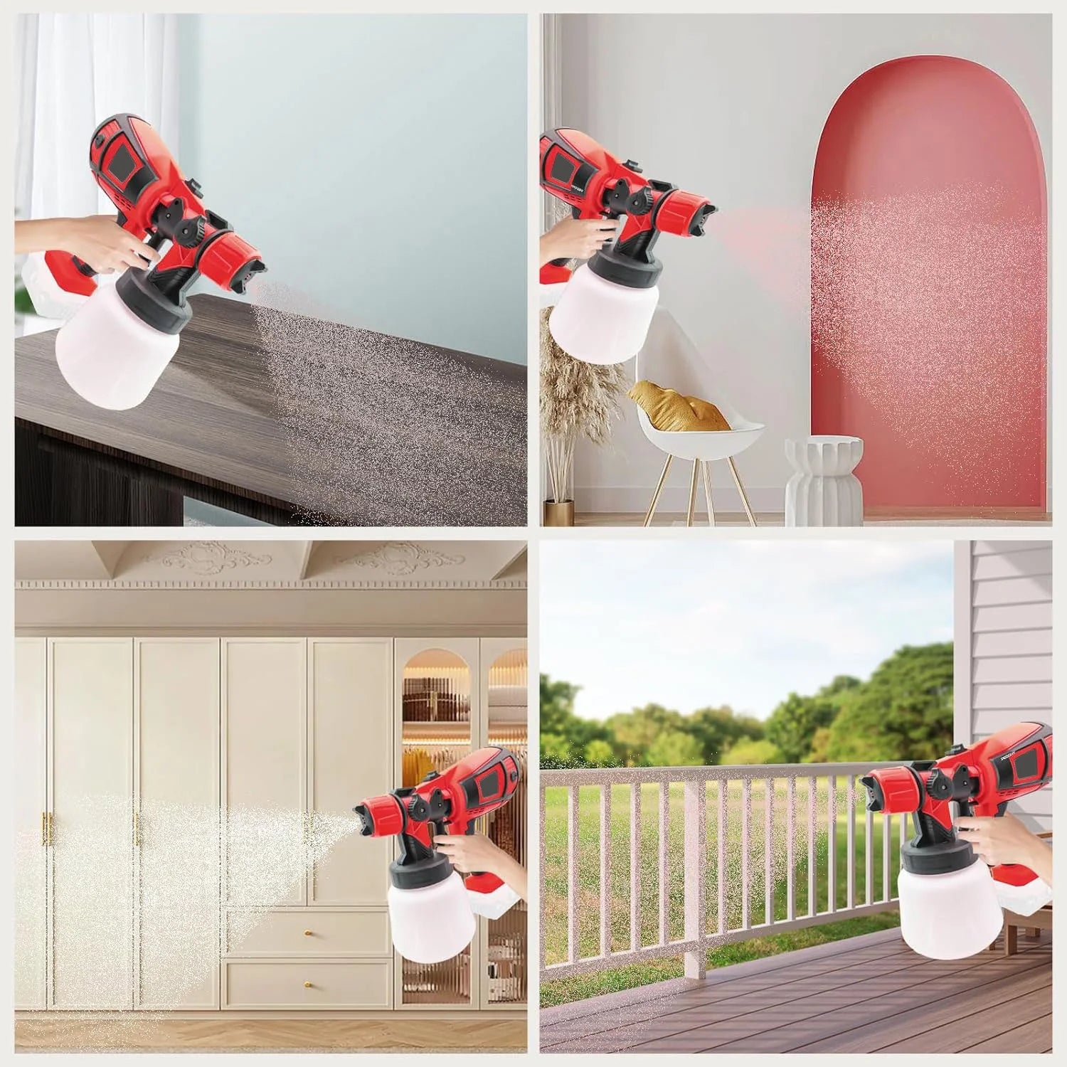【Hot Sale】Paint Sprayer for Milwaukee 18V Battery, HVLP Spray Paint Gun with Brushless Motor and Copper Nozzle,  Cordless Paint Sprayer for Home Interior and Exterior, House Paint 30000RPM
