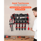 SucceBuy 3-Layer Power Tool Wall Mount Holder Pegboard Wall Storage Tool Set Drill Screwdriver Storage Rack for Workshop/Garage